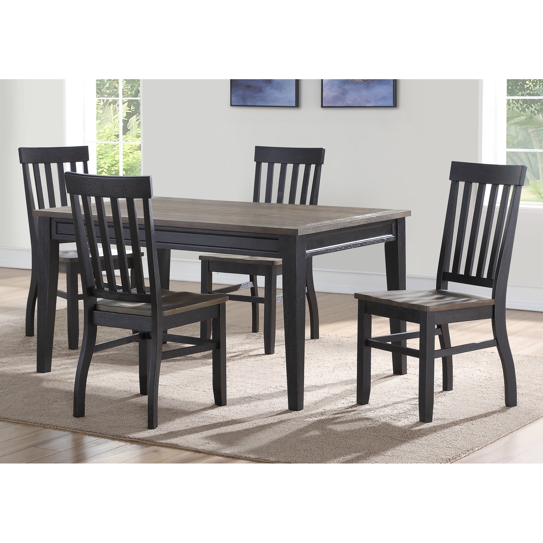 Ralston Two Tone Ebony And Driftwood 5 Piece Dining Set By Greyson Living