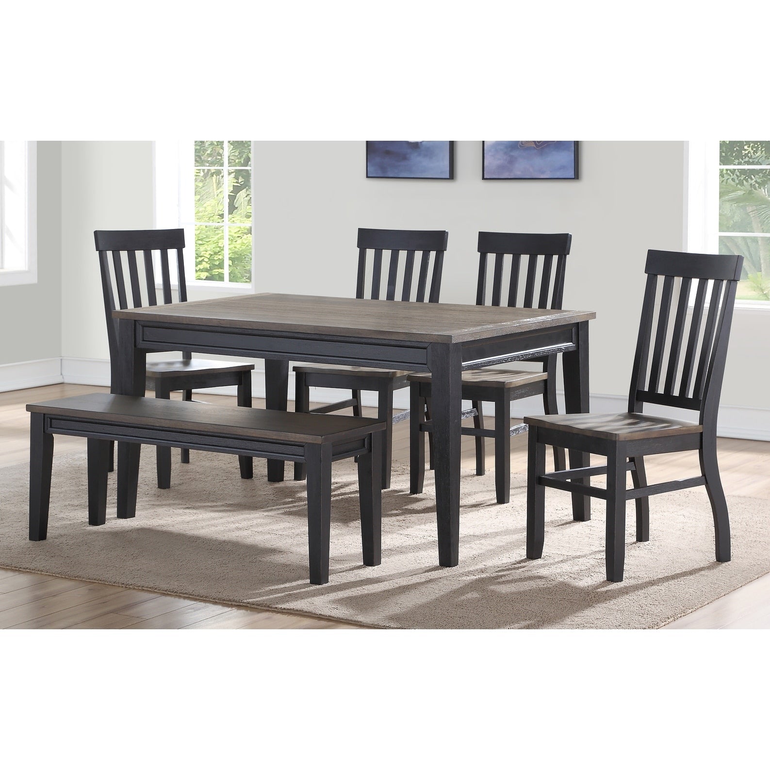 Ralston Two Tone Ebony And Driftwood 6 Piece Dining Set By Greyson Living