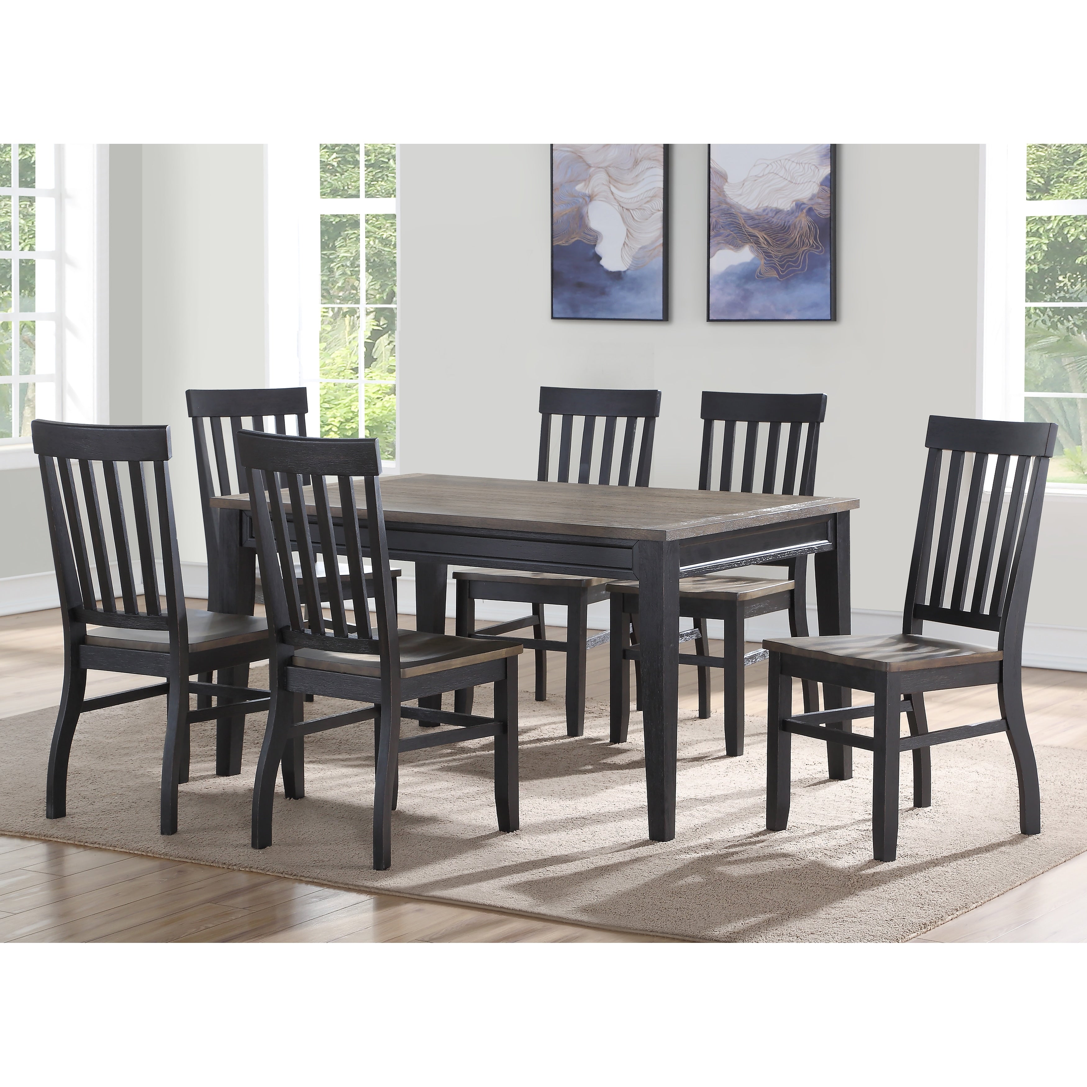 Ralston Two Tone Ebony And Driftwood 7 Piece Dining Set By Greyson Living
