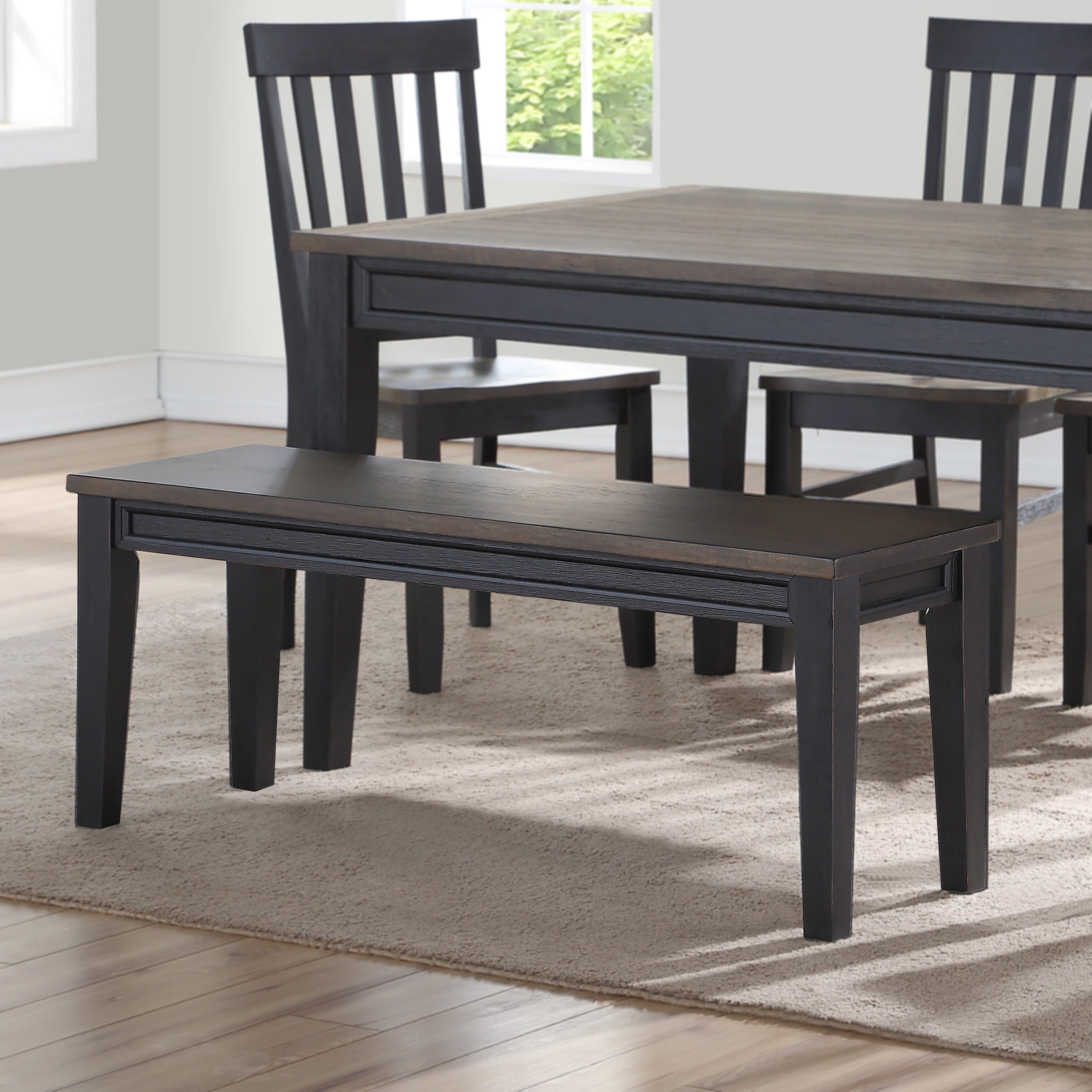 Ralston Two Tone Ebony And Driftwood Dining Bench By Greyson Living