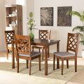 Ramiro Grey Fabric And Walnut Brown Finished Wood 5 Piece Dining Set