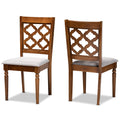 Ramiro Modern Grey Fabric And Walnut Brown Wood 2 Pc Dining Chair Set