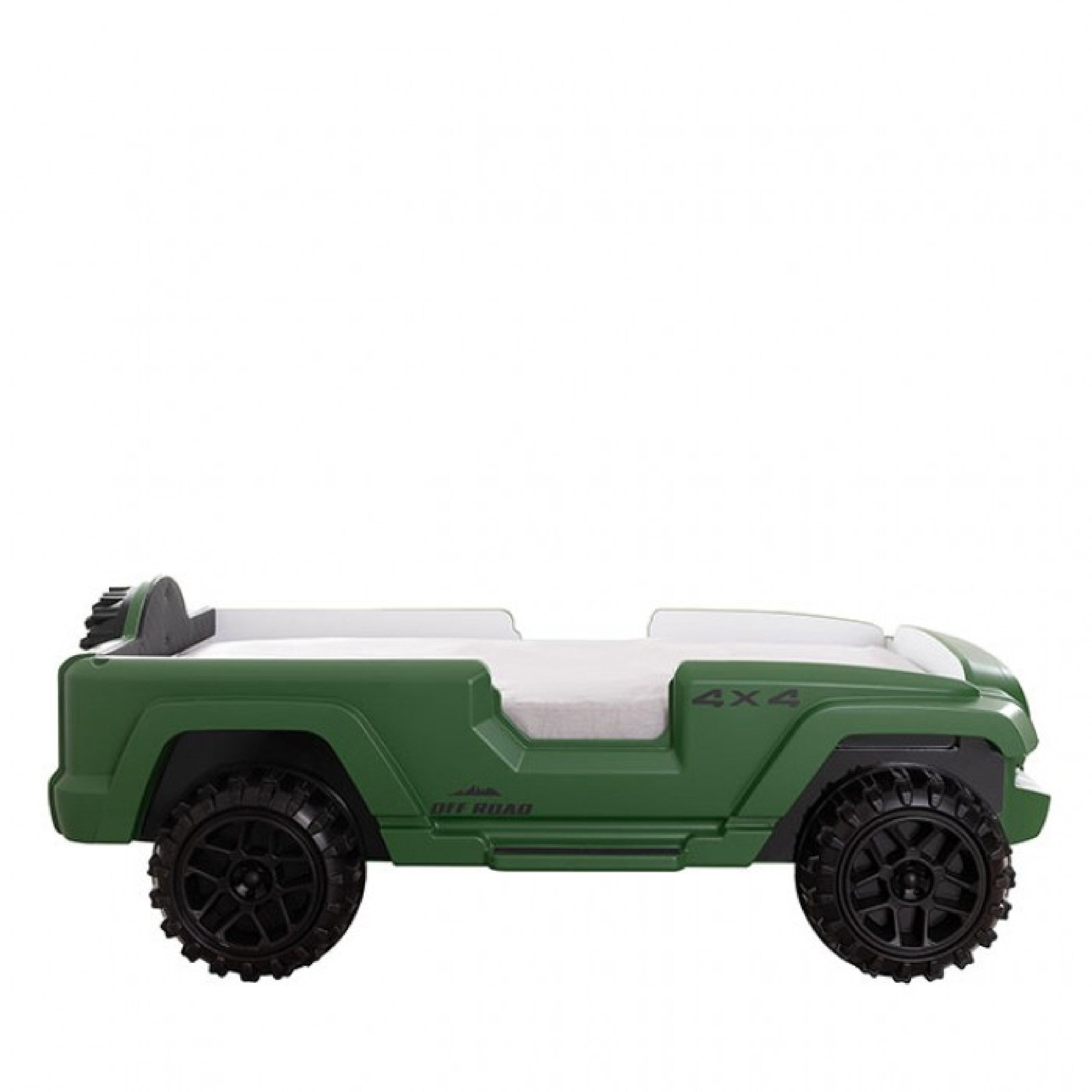 Randy Suv Twin Bed With Lights And Sound Effects Green Faux Leather