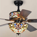 Ransoe 6 Light Blue Heart Tiffany 5 Blade 52 Inch Matte Black Ceiling Fan