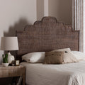 Raphaela Natural Rattan Standalone Headboard Handwoven Wicker Panel Headboard With Stepped Detailing