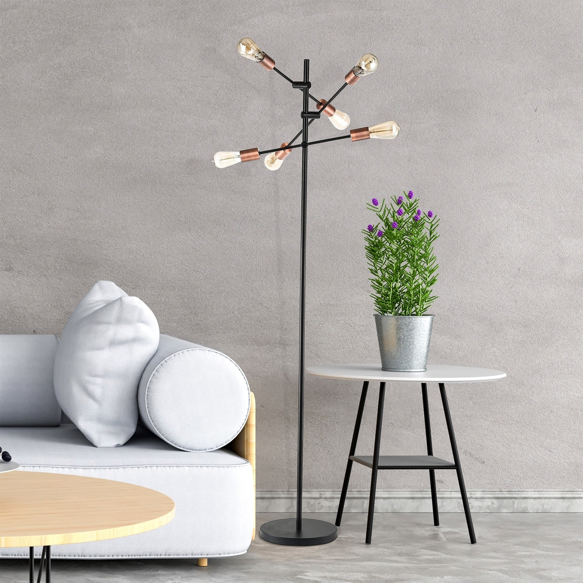 Raphine Matte Black 6 Light Floor Lamp