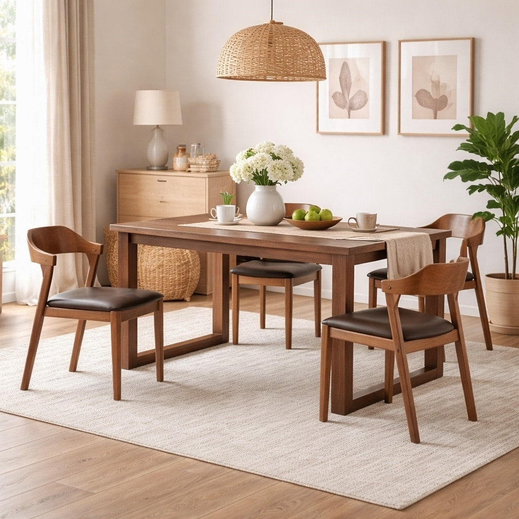 Rasmus Mid Century Wood 5 Piece Dining Set