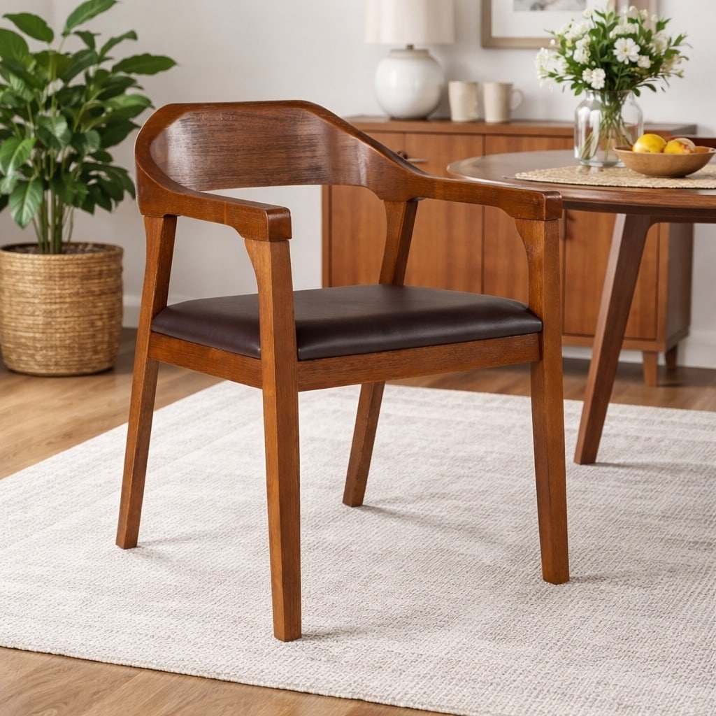 Rasmus Mid Century Wood Dining Arm Chair