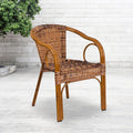 Cadiz Series Rattan Restaurant Patio Chair With Bamboo Aluminum Frame Pack Of 3