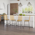 Rattan Bar Stools Kitchen Island Stools Breakfast Bar Stools Set Of 4 With Breathable Wicker Seat And Back
