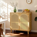 Rattan Buffet Cabinet With Storage Table Accent Sideboard With Doors 29.5X15.3X32.2 Inch