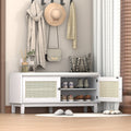 Rattan Entryway Bench Shoe Bench With Storage Indoor Bench Lounge Bench Beige White Ottoman Window Bench
