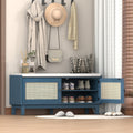 Rattan Entryway Bench Shoe Bench With Storage Indoor Bench Lounge Bench Ottoman Antique Navy Beige Window Bench