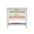 Rattan Nightstand With 2 Drawers And Storage Shelf Boho Bedside Narrow Side Table For Bedroom