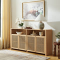 Rattan Sideboard Buffet Cabinet With Doors Credenza Console Cabinet Side Cabinet Pantry Cabinet With Shelves
