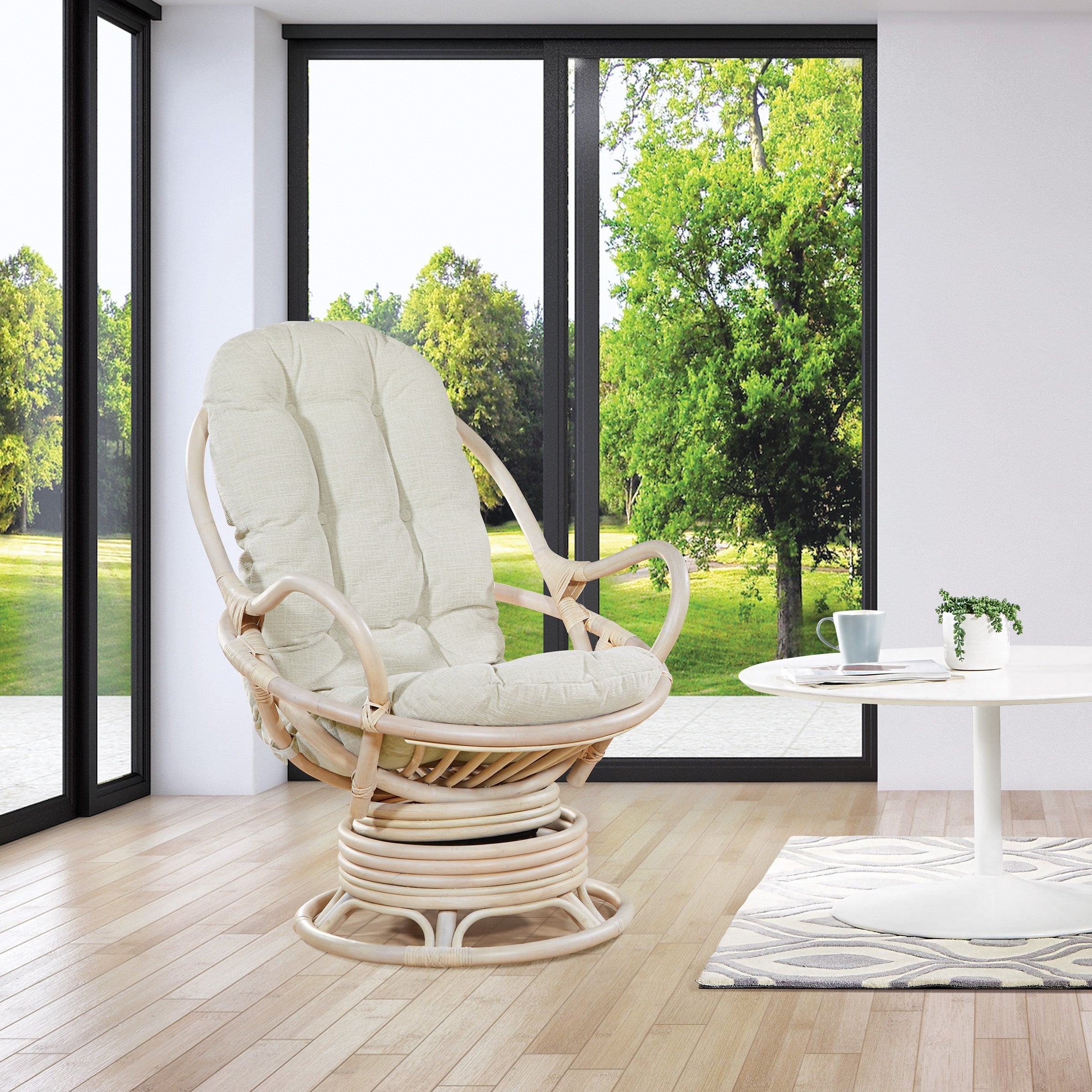 Tahiti Rattan Swivel Rocker Chair With Grey Frame