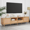 Rattan With Solid Wood Legs Tv Stand For Tvs Up To 85 In N A
