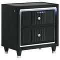 Ravenne 2 Drawer Velvet Upholstered Led Nightstand With Usb Black