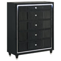 Ravenne 5 Drawer Velvet Upholstered Led Chest Of Drawers Black