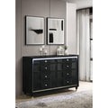 Ravenne 6 Drawer Velvet Upholstered Led Dresser And Mirror Black