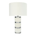 Raw Concrete Table Lamp With Imprinted Diamond Design And Metal Accents