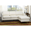 Ray Mid Century Modern Ivory Top Grain Leather Tufted Sectional Sofa