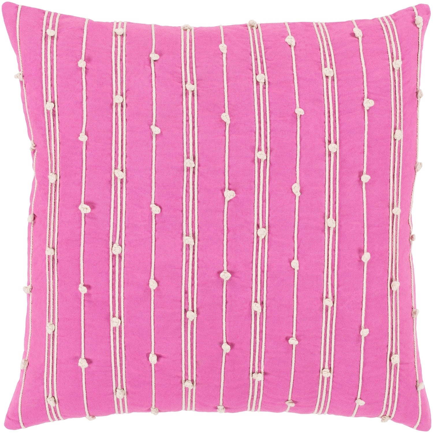 Raya Coastal Striped Bright Pink Feather Down Or Poly Filled Throw Pillow 18 Inch