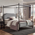 Rayen Grey Upholstered Metal Canopy Queen Bed By Inspire Q Classic