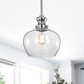 Rayli Chrome 1 Light Clear Bowl Glass Pendant Light
