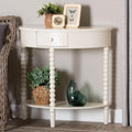 Raynera Bobbin Leg Demilune Console Table Half Moon Accent Table With 1 Drawer And Open Shelf Cottage Farmhouse Style