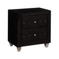 Rea Nightstand 2 Drawers With Crystal Knobs Black Velvet Upholstery