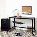 Carbon Loft Laennec Black Steel 48 Inch Wide Industrial Modern Mobile Desk Rolling Cart