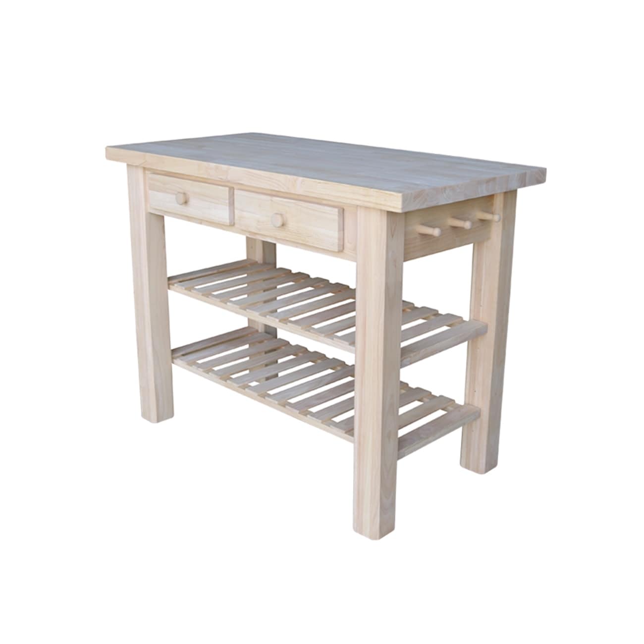 Ready To Finish Kitchen Island With Adjustable Shelves