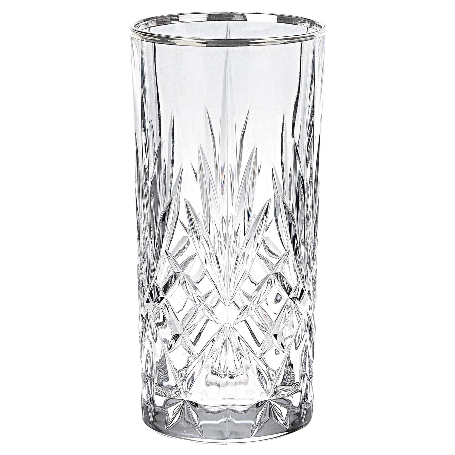 Lorren Home Trends Reagan Crystal Glass With Silver Band Design Set Of 4