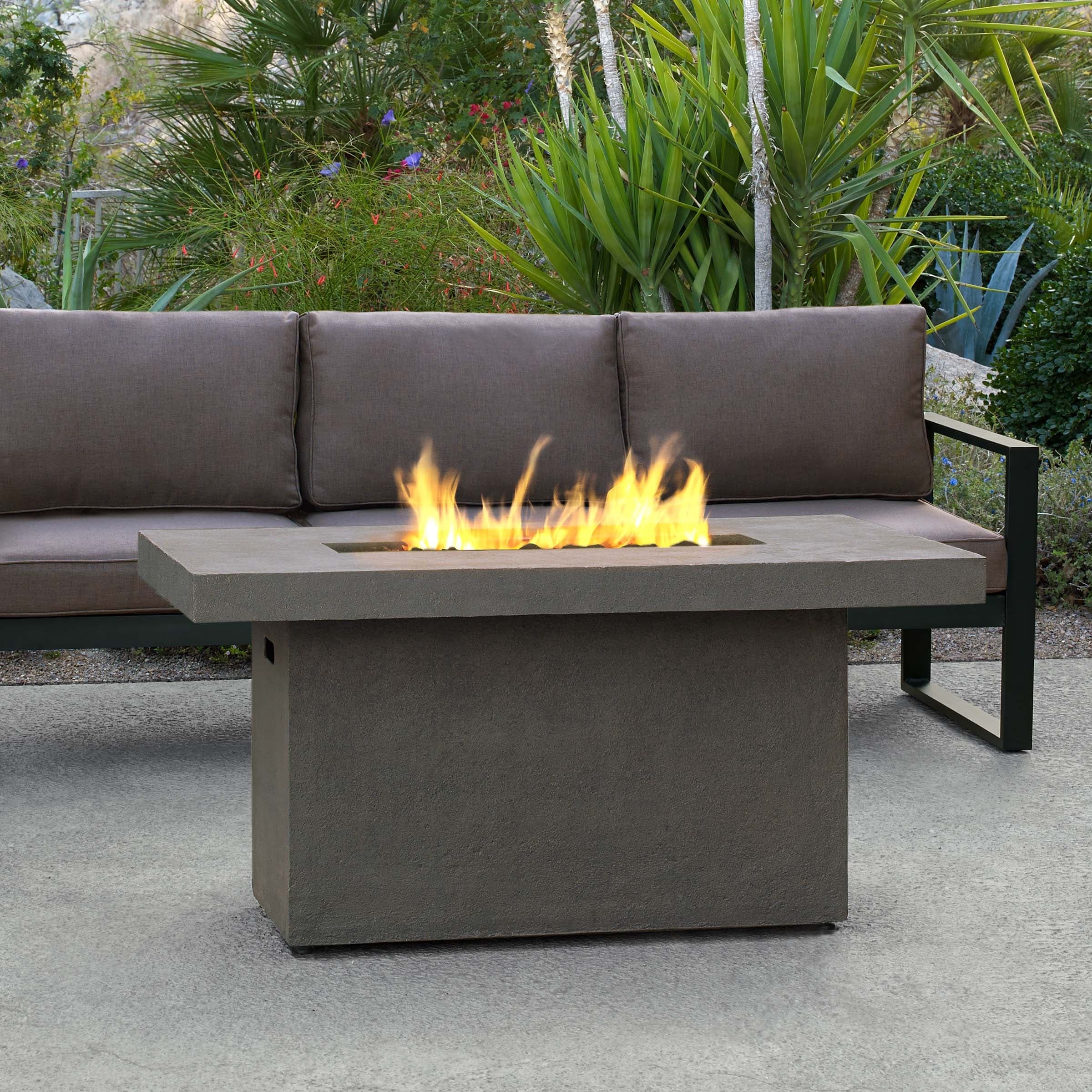 Ventura Rectangle Gas Fire Table Glacier Gray By Real Flame