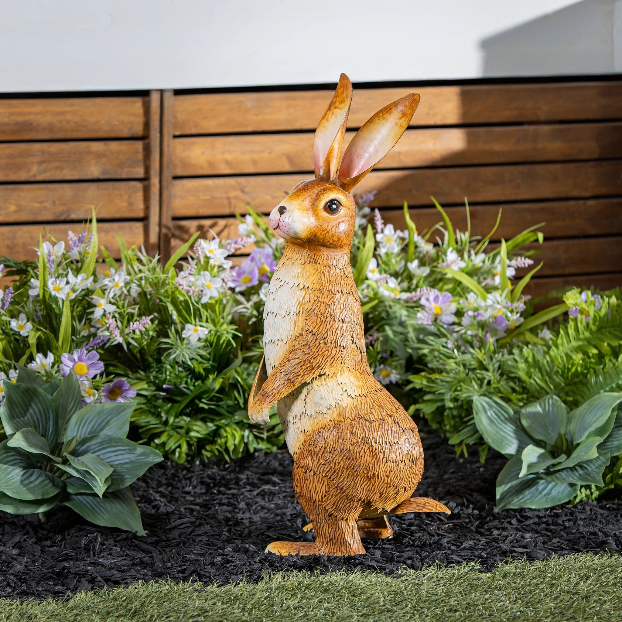 Realistic Bunny Metal Garden Statue 25 H