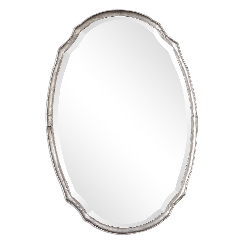 The Gray Barn Wilset Hammered Silver Oval Wall Mirror