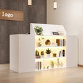 Reception Desk Checkout Counter With Led Display Shelves Locking Drawer And Storage Cabinets