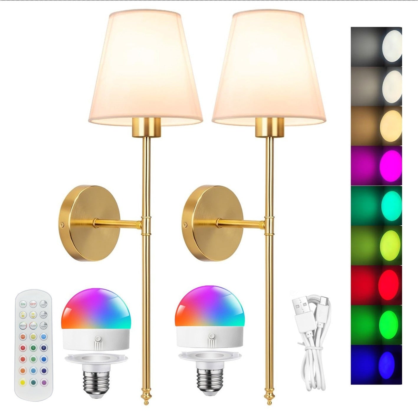 Rechargeable Wall Sconces Battery Operated Set Of 2