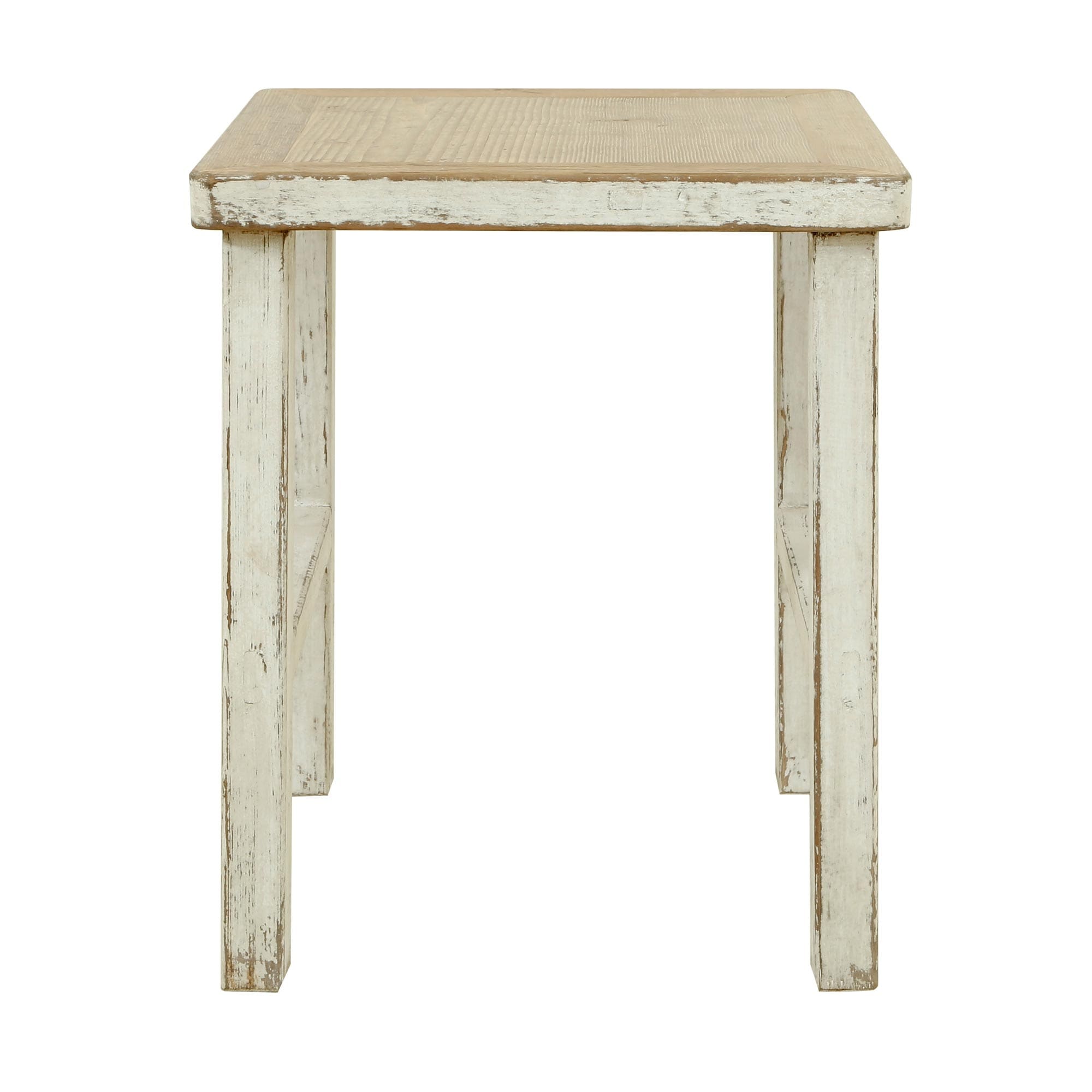 Reclaimed Wood Song Square Side Table 24 Inch Tall Off White Finish