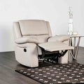 Recliner Chair 1Pc Off White Finish Pillow Arm Welt Trim