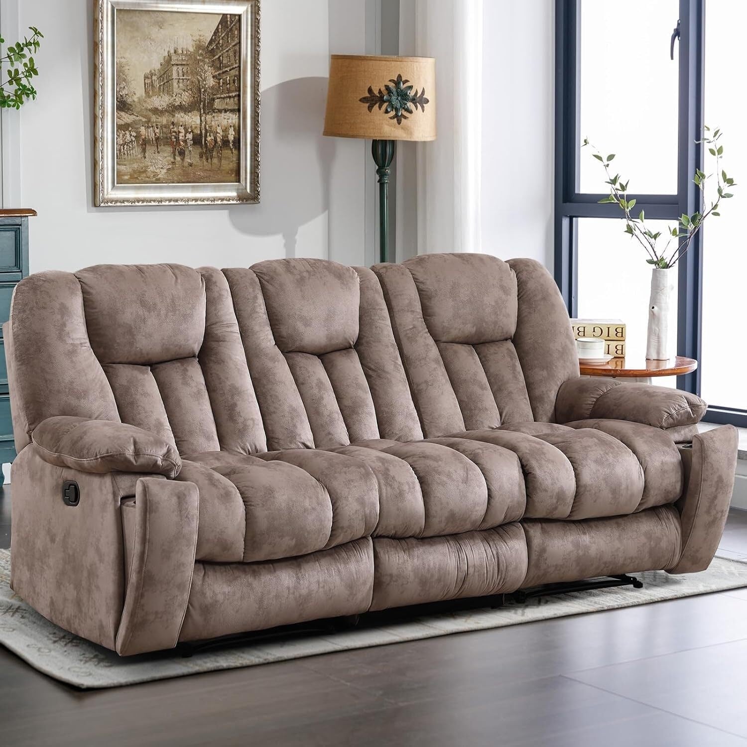 Recliner Sofa Furniture Set Manual Recliner With Massage And Heat Loveseat And 3 Seat Reclining Couch Set For Living Room