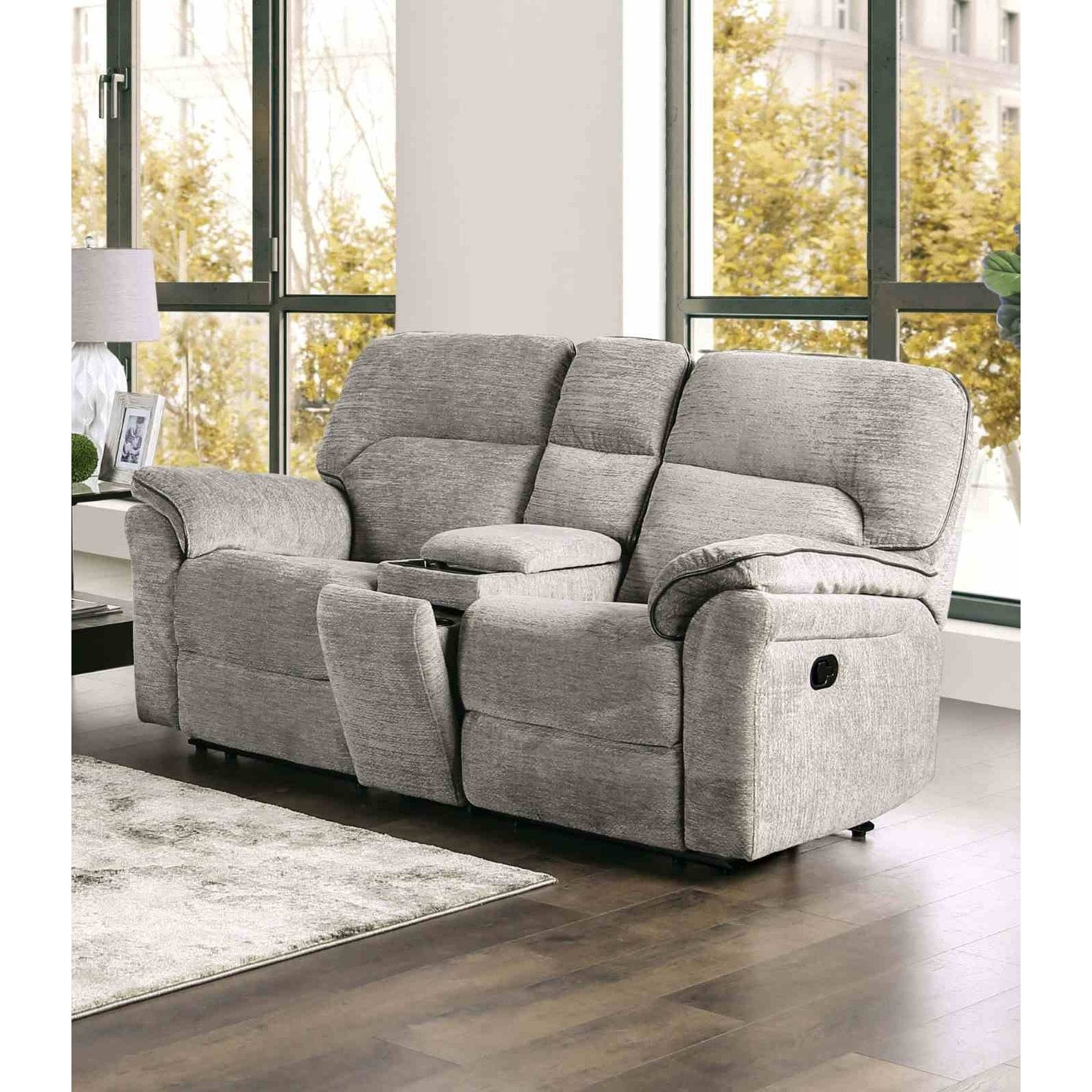 Reclining Loveseat Center Console 1Pc Wireless Charging Ports