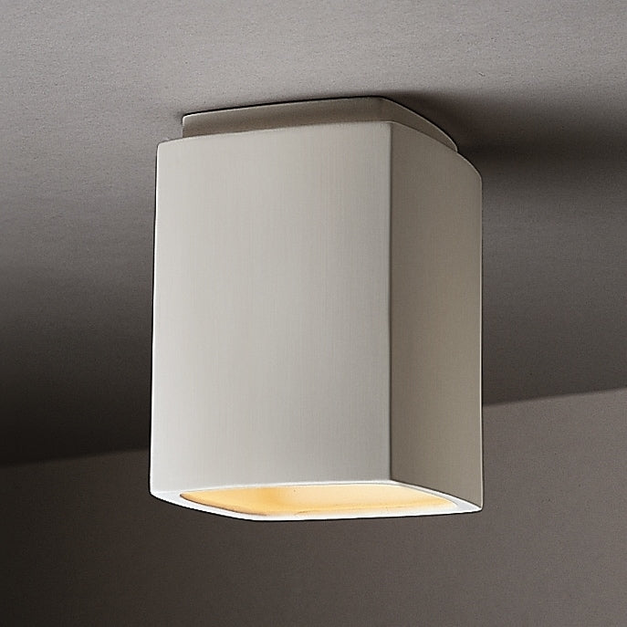 Rectangle Ceramic Outdoor 1 Light Flush Mount White