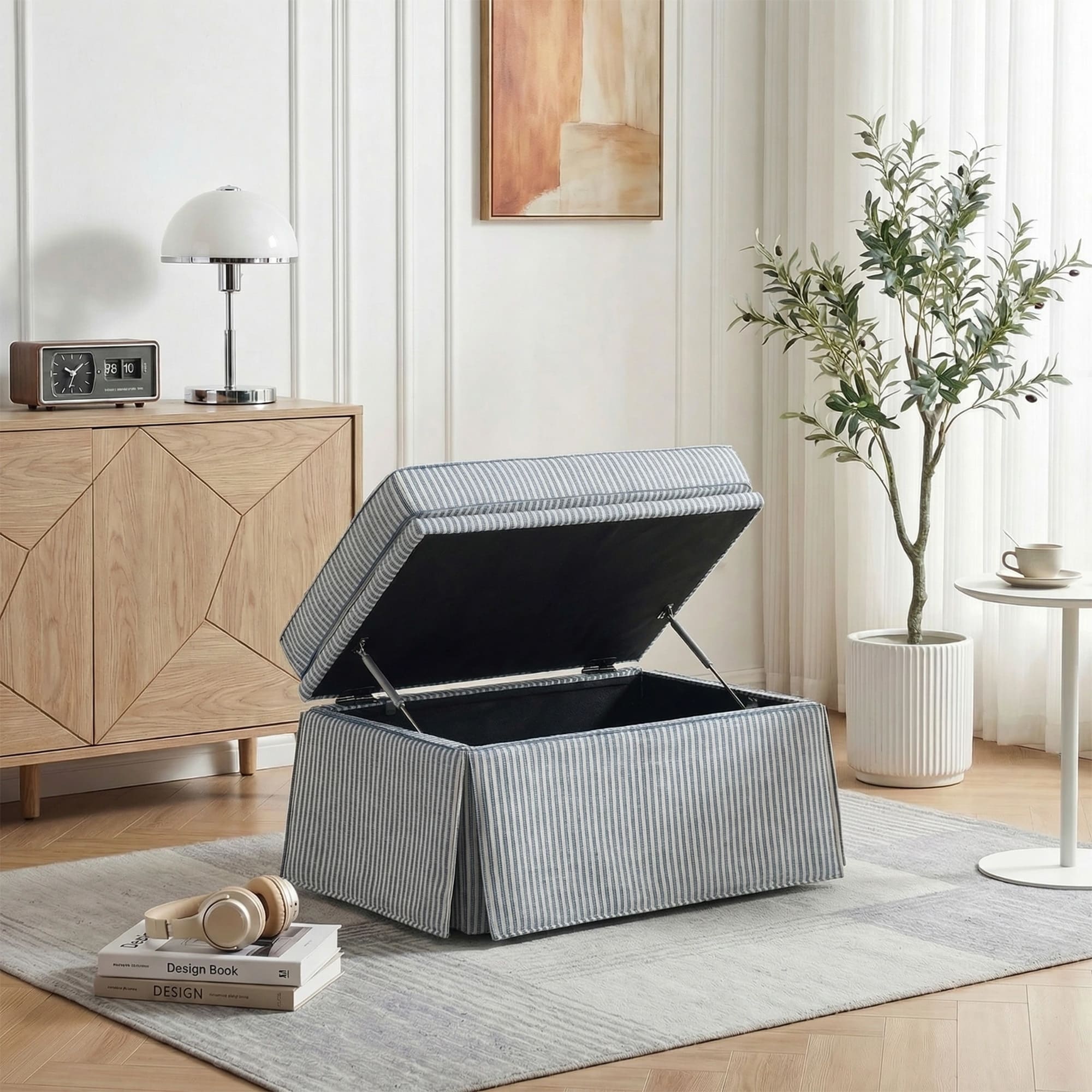 Rectangle Chenille Upholstered Storage Ottoman