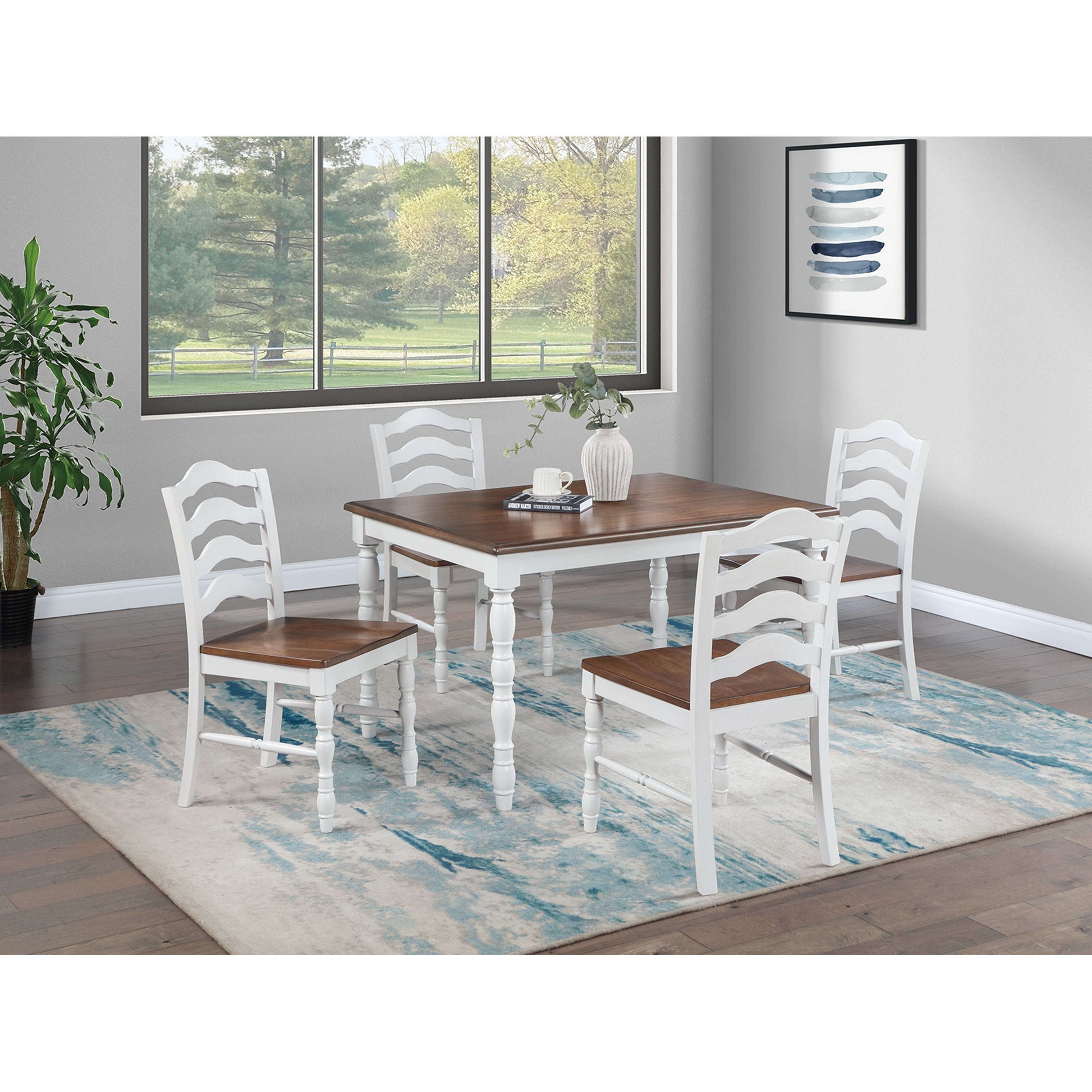 Rectangle Dining Table 6Pc Set Padded Seat And Backrest Walnut Finish