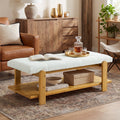 Rectangle Ottoman Coffee Table Upholstered Tufted Footrest Ottoman