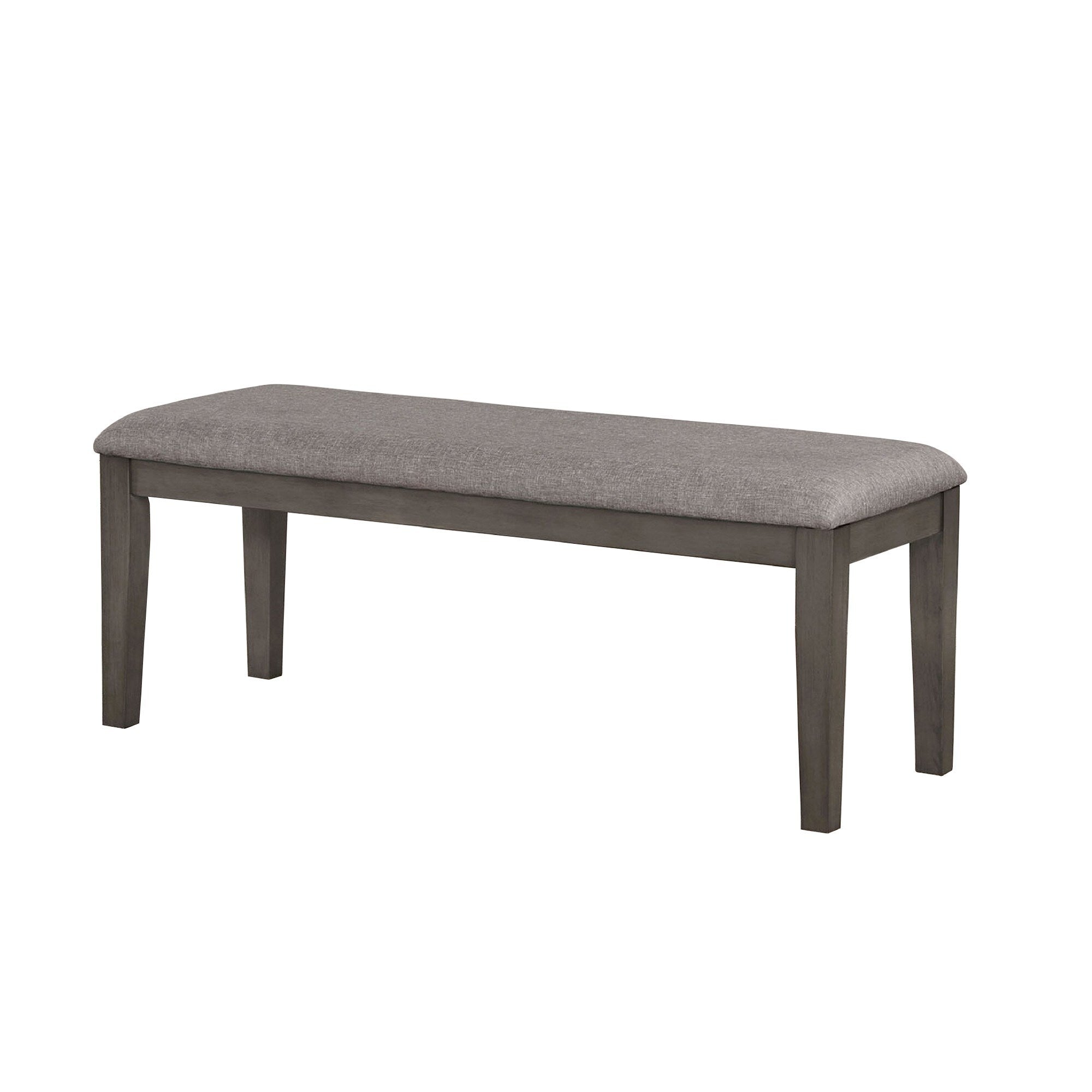 Rectangular Fabric Bench With Wooden Tapered Legs Charcoal Gray