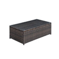 Rectangular Faux Rattan And Aluminum Coffee Table With Glass Top Brown