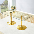Rectangular Glass Top Dining Table With Metal Legs Modern Minimalist Design